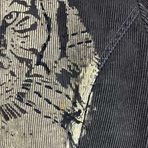 Miss Me Brown Distressed Corduroy Jacket Embroidered Long Sleeve Blazer Grunge S - Picture 6 of 15